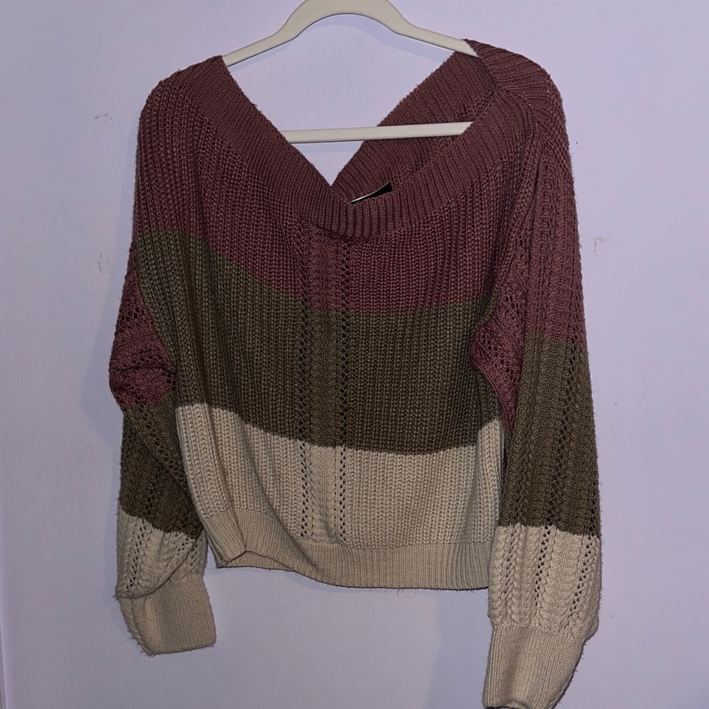 Blue Blush Multicolor V-Neck Sweater